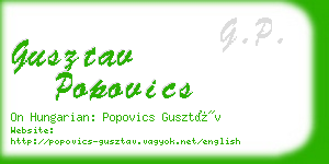 gusztav popovics business card